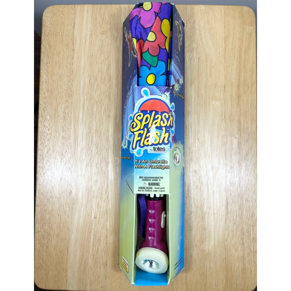 VTG Splash Flash Totes Kids Umbrella Flashlight Glow in‎ Dark NOS 90s Deadstock